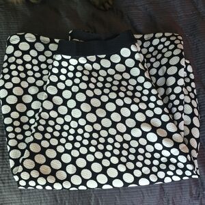 Bobeau Black and White Dot Pencil Skirt